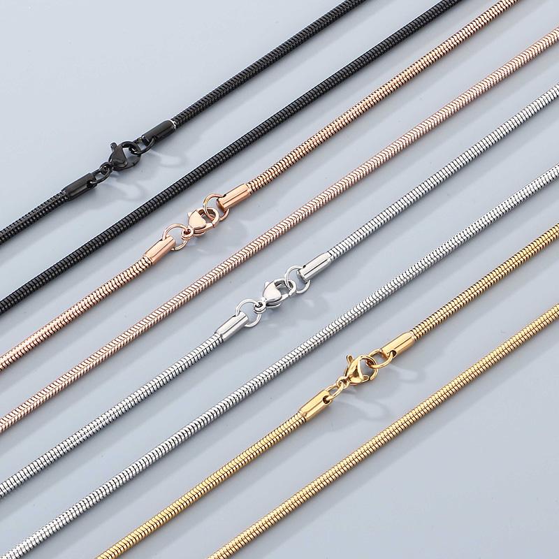 Stainless Steel Round Snake Chain Necklace For Men Women‘s Lightweight Smooth Layering Choker Multiple Minimalist Trendy Jewelry