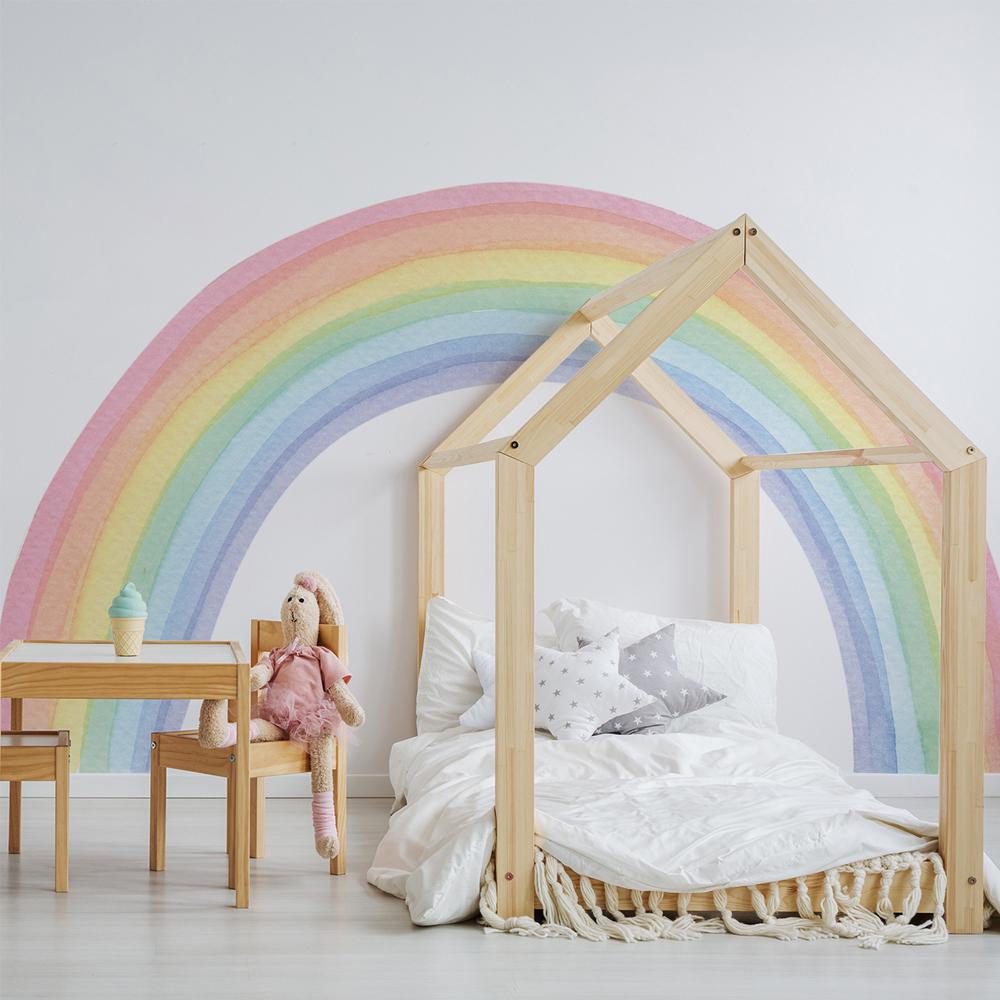 Large Rainbow Pastel Wall stickers Mural Nursery Kids Room Wall Decals Baby Shower Playroom Decorations Baby Boy Girl Gift