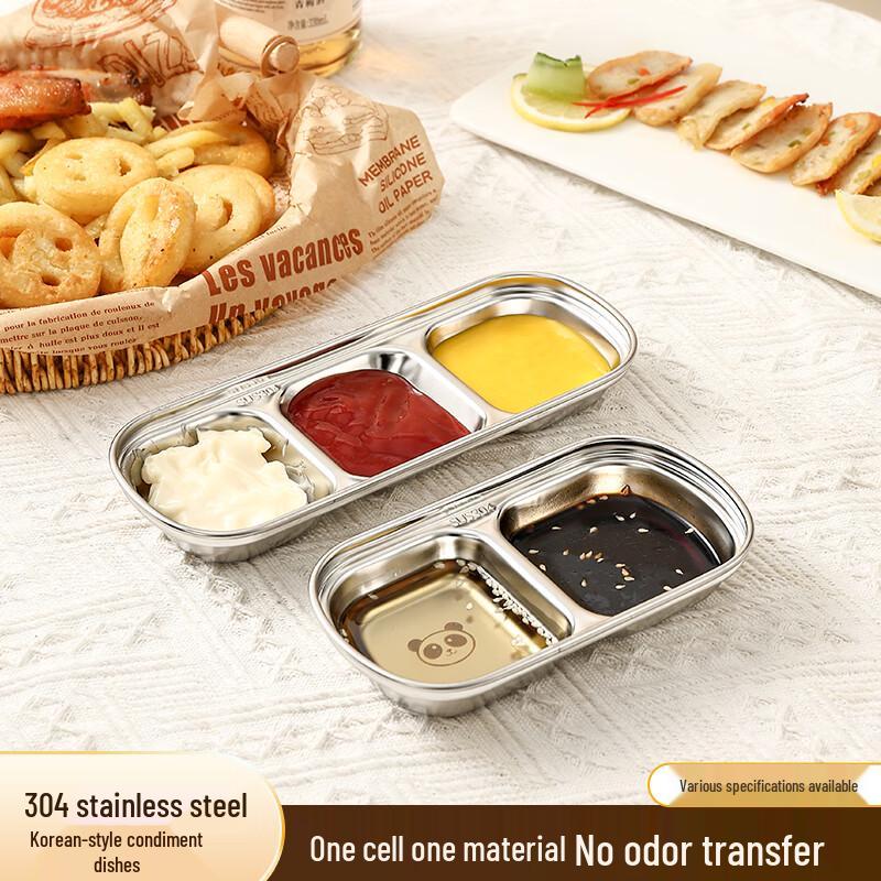 WORTHBUY 304 Stainless Steel Divided Sauce Dish