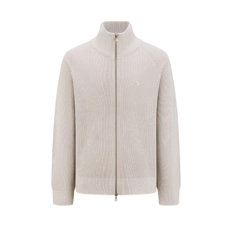 Navigare Men's Wool Blend Double Zipper Stand-Collar Cardigan