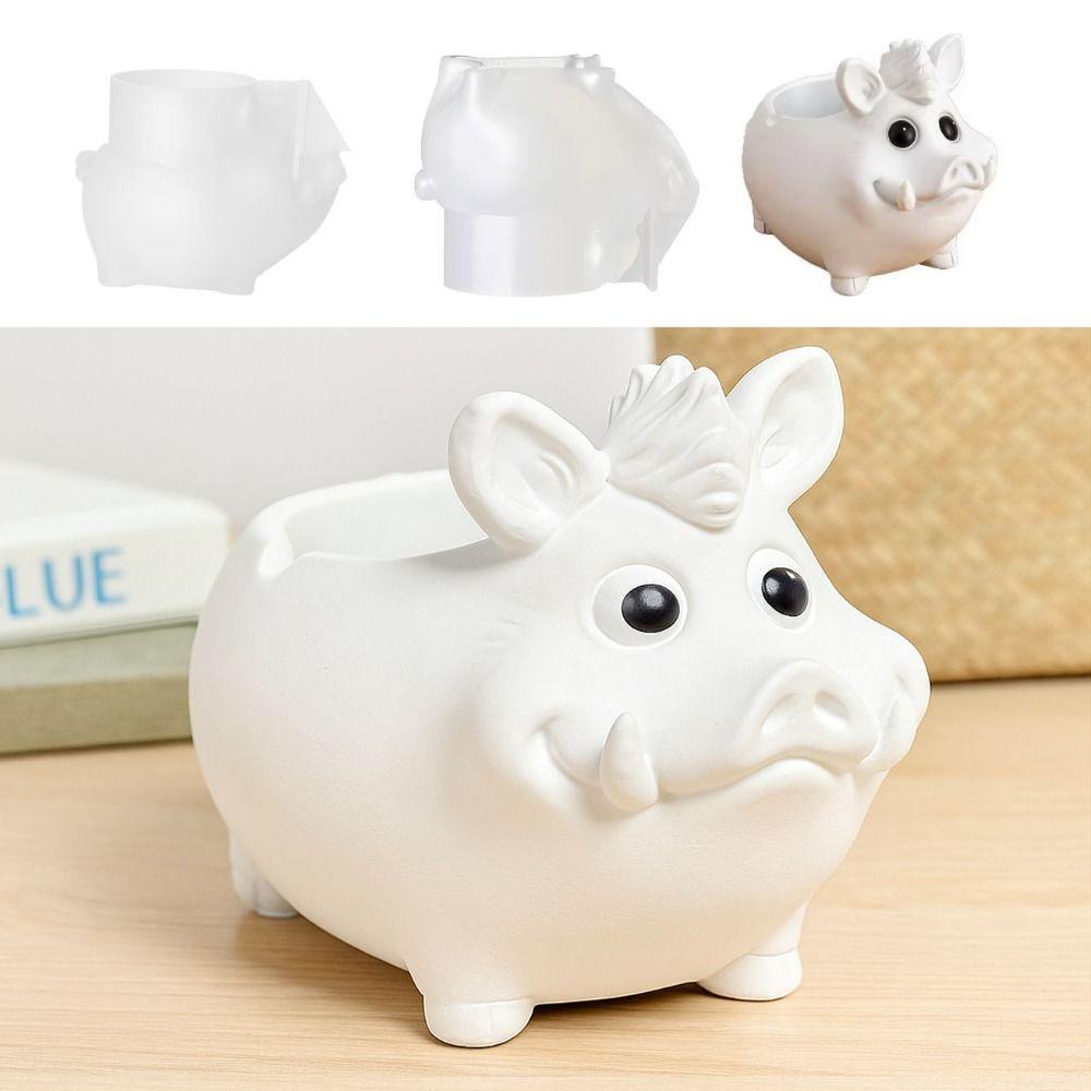 Creativity 3D Wild Boar Cement Mold Silicone Cartoon Planter Sillicone Mold DIY Craft Easy To Use Storage Tank Mold Home Decor