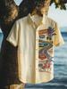 Tribal Sun Geometric Print Short Sleeve Shirt, Casual Stylish Wear