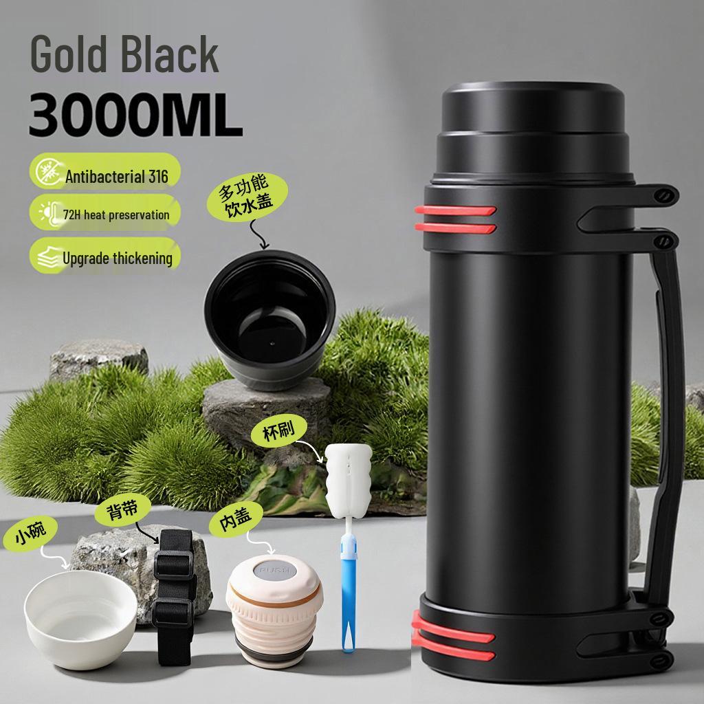 Large 5L Stainless Steel Insulated Thermos for Men - Portable Outdoor Travel Water Bottle
