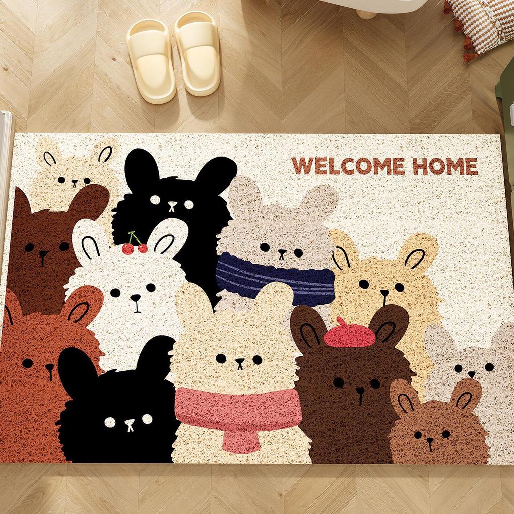 Cartoon Entrance Doormat: Non-Slip, Dirt & Wear-Resistant, Silk Ring Mud Scraper for Households