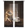 Coffee Cup Coffee Beans Modern Curtain For Living Room Transparent Tulle Curtains Window Sheer For The Bedroom Accessories Decor