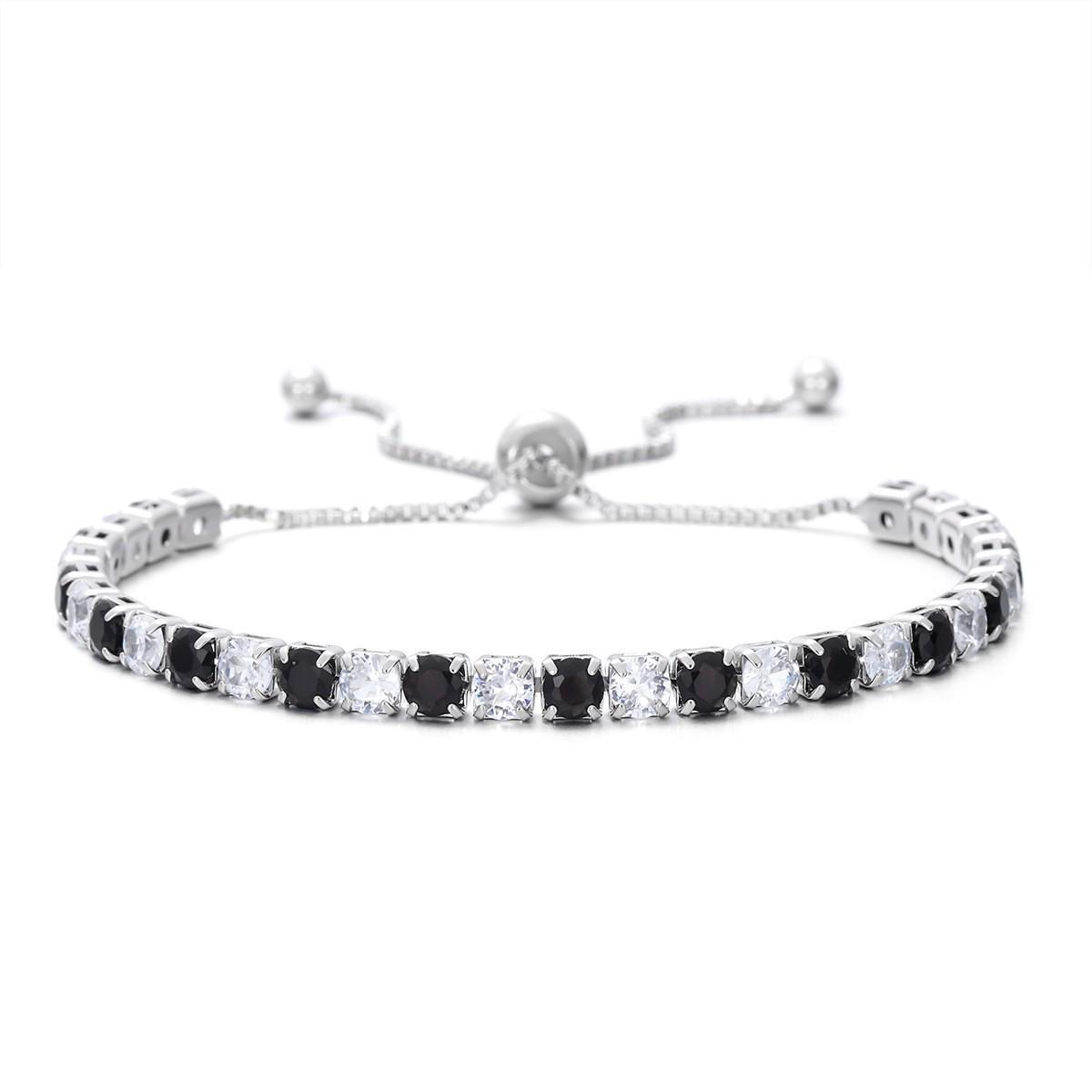 4 мм Цветной Кубический Цирконий Регулируемый Теннисный Браслет с Покрытием из Белого Золота