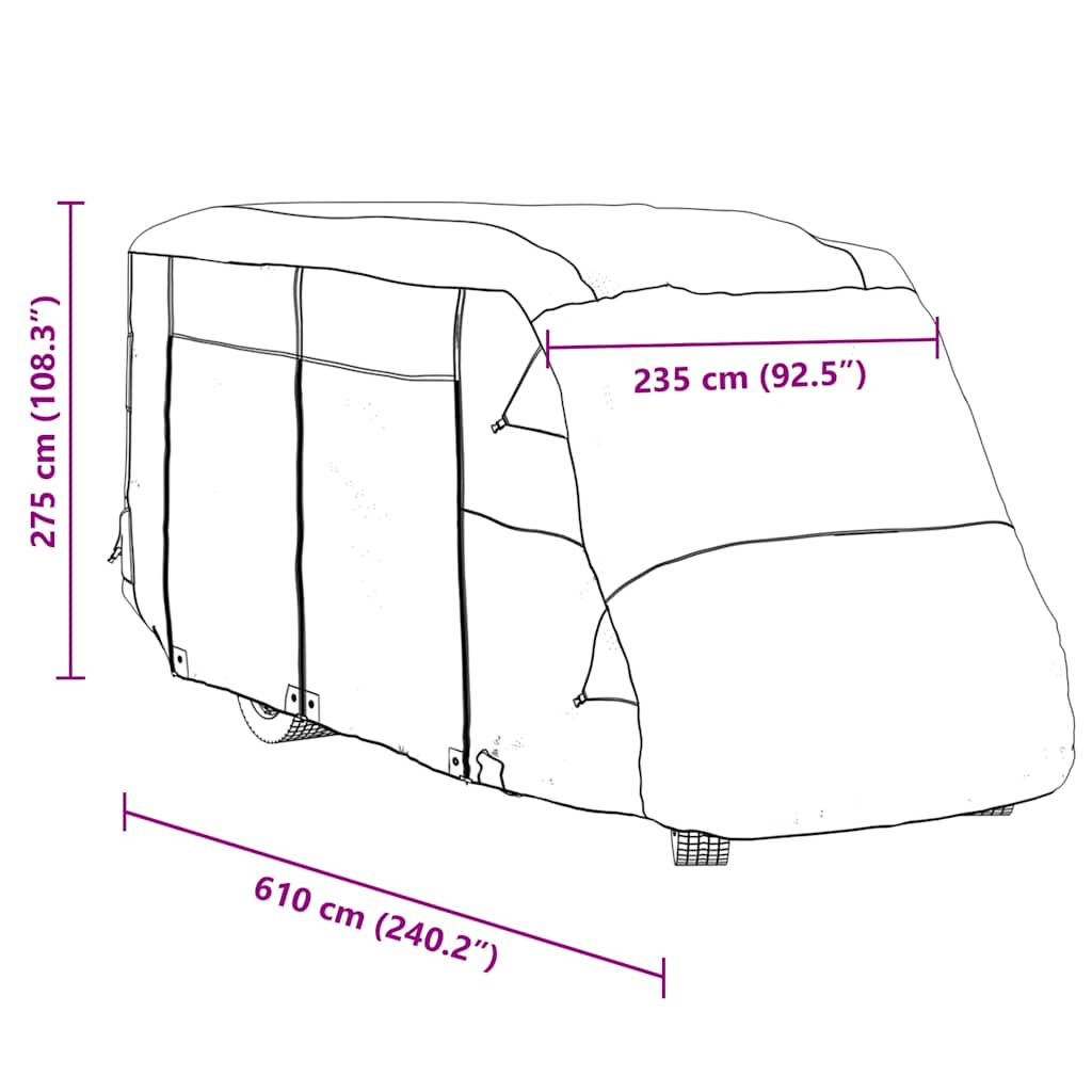 Camperhoes Grijs 610 x 235 x 275 cm Non-woven Stof