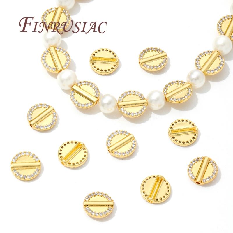 12MM*12MM Spacer Beads 18K Gold Plated Brass with Zircon Bead Separator For Beads Bracelets Accessories DIY Jewelry Making