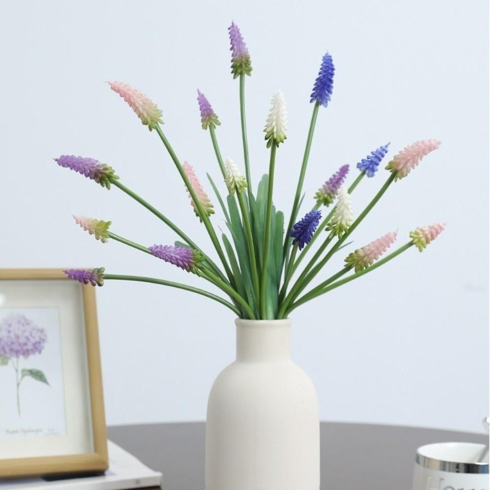 3D Grape Hyacinths Artificial Flowers with Leaves Lifelike Artificial Hyacinth Bouquet Fake Bouquet Wedding Decoration