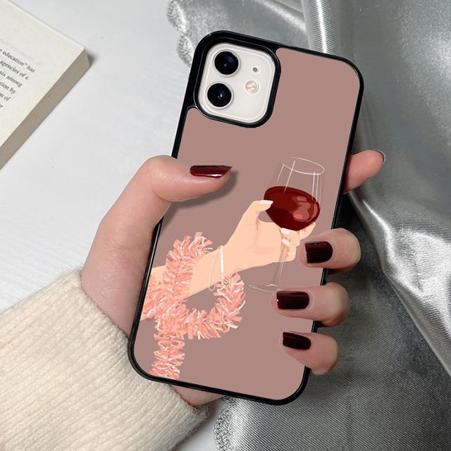 Red Wine Glass Phone Case for iPhone 17 Air 16 15 14 12 13 PLUS 11 PRO MAX Back Fundas coque Cover Shell