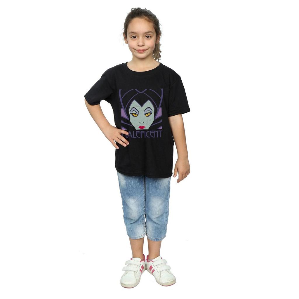 Disney Girls Maleficent Cropped Head Cotton T-Shirt
