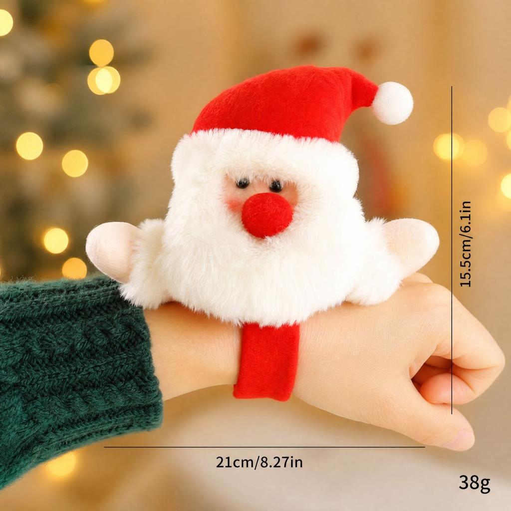 Christmas Plush Bracelet Wristband for Holiday Party Favors and Stocking Stuffers