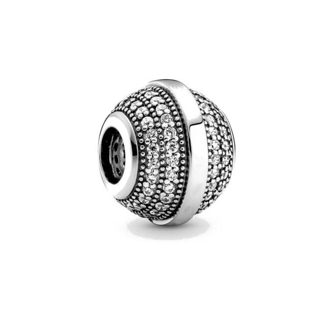 New Sparkling Round Openwork Love Heart Charm Bead Gift Fit Original Fashion Bracelet Diy Jewelry For Women