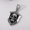 Hip Hop Skull Crystal Stone Shield Necklace for Men High Quality Stainless Steel Gold Color Charm Pendant Trendy Jewelry Gift