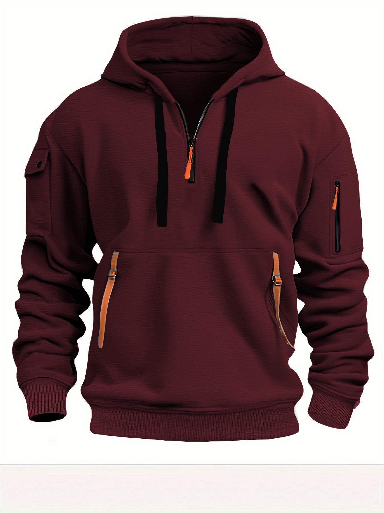 

Чоловіча толстовка на блискавці весна/осінь із кількома кишенями: Повсякденна спортивна куртка L кларет
