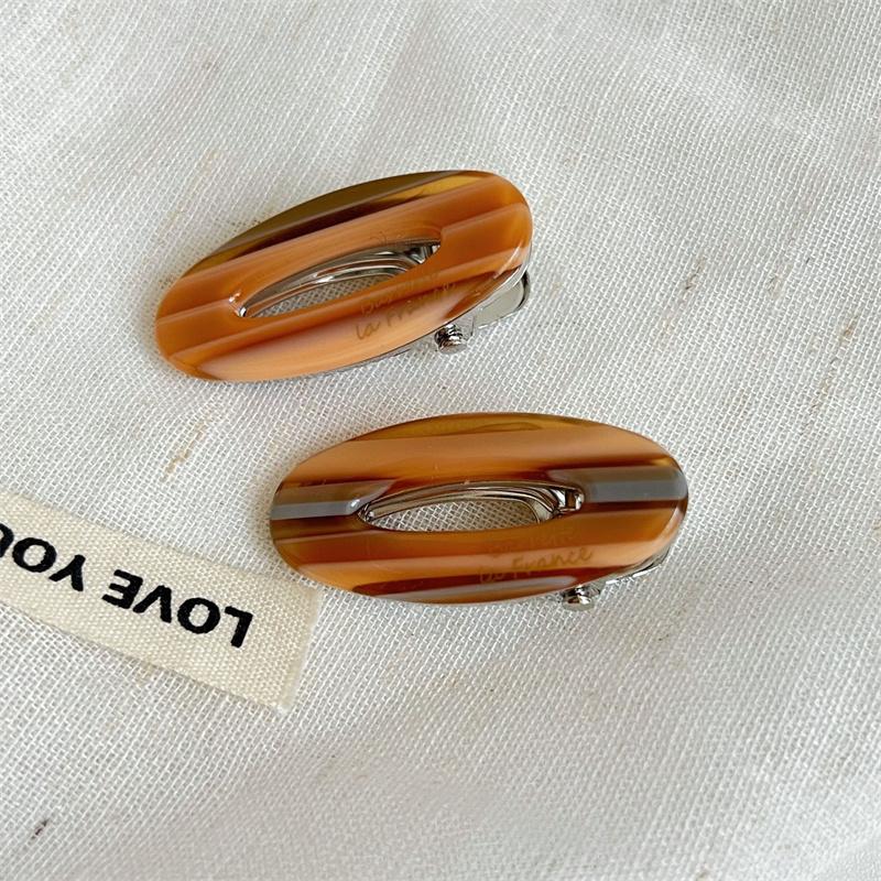 2 Stück/Set Acetat Haarspangen Bunt Klein Ausgehöhlt Oval Geometrisch Haarspangen Seitenstecker Haarnadel Damen Haarschmuck