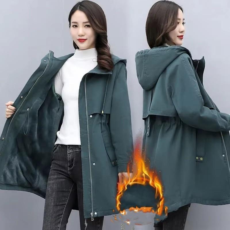 Damenparka Winter Koreanisch Plüsch Verdicken Damen Baumwolljacke Damen Warmer Kapuzenmantel Mittellang Lässiger Übermantel