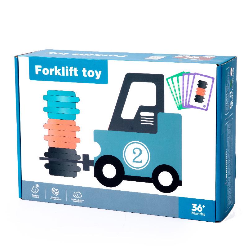 Interactive Wooden Forklift Game: Early Education Puzzle & Logical Thinking Toy for Kids