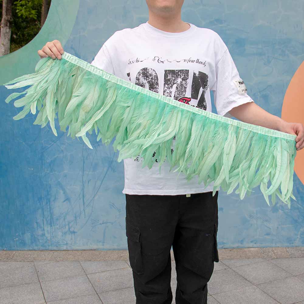 1 Meter Natürliches Rotes Hahnenhechel Federbesatz Fransen 10-12 Zoll Hochzeit Karneval Party Dekoration DIY Kleidung Nähen Handwerk