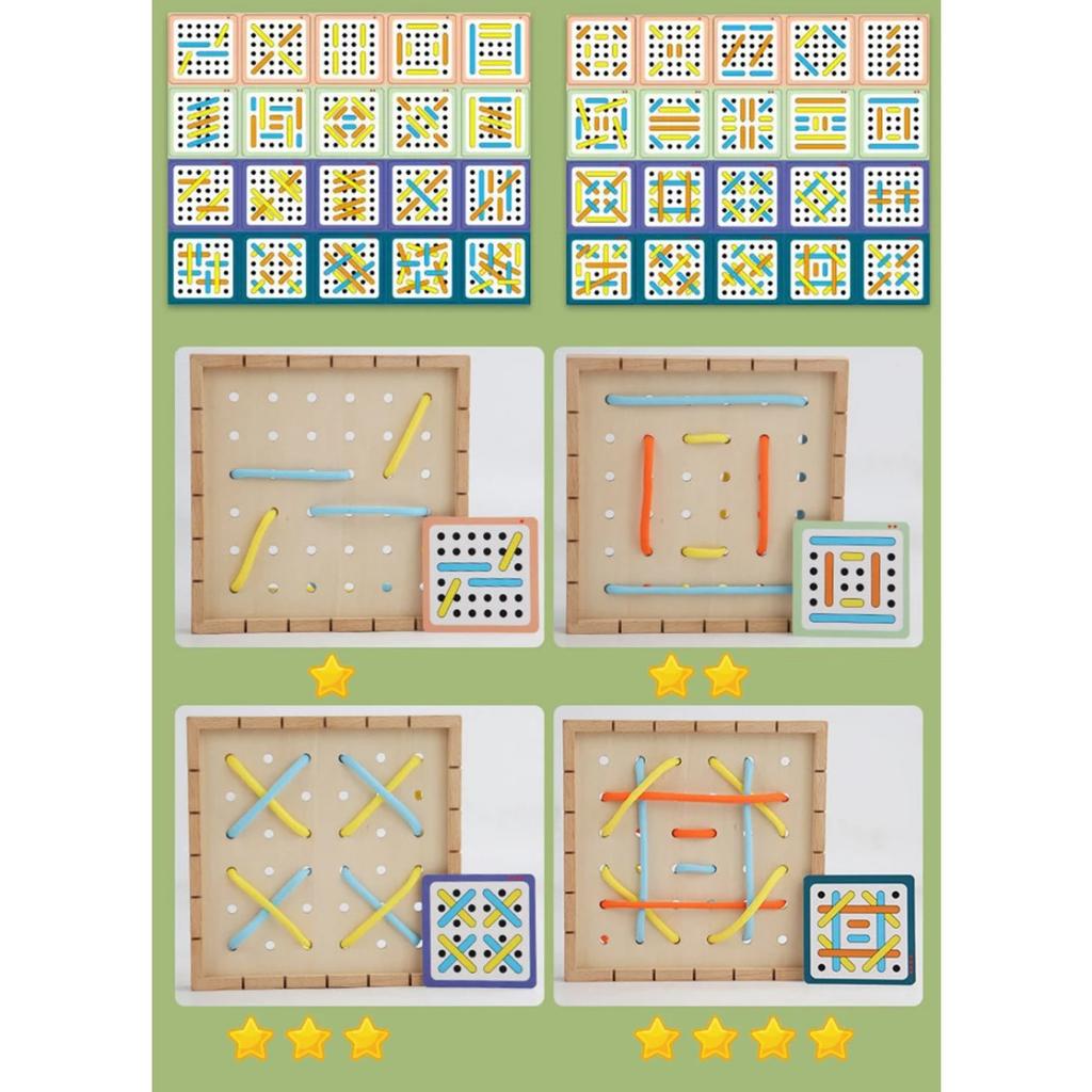 Gry Montessori dla dzieci, Zabawki do nawlekania, Logiczne łamigłówki linowe, Dopasowywanie, Kreatywne gry intelektualne, Wczesnorozwojowe zabawki edukacyjne