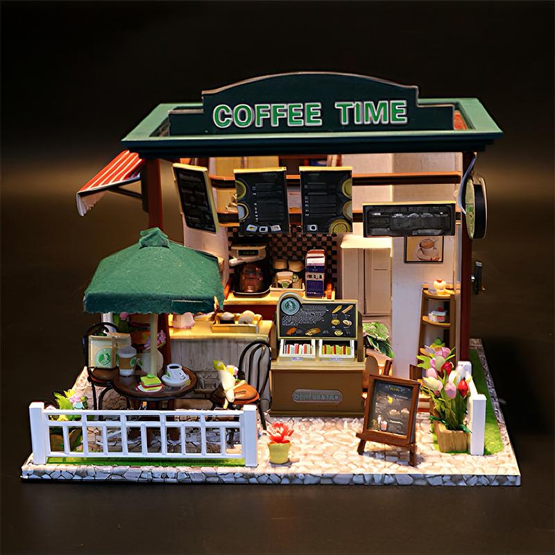 COFFEE TIME  DIY Miniature House Creative Birthday Gift Assembly Model Ornament Black Friday