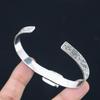 Natural Fossil Coral Gemstone 925 Sterling Silver Bangle Adjustable For Girls