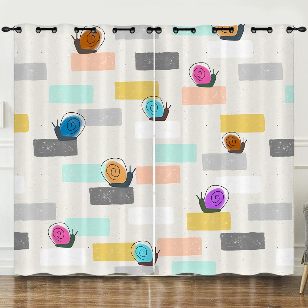 

Штора Животное Улитка Мультяшная Улитка 3D Цифровая Печать Светонепроницаемая Штора На Люверсах 97cm*114cm*2