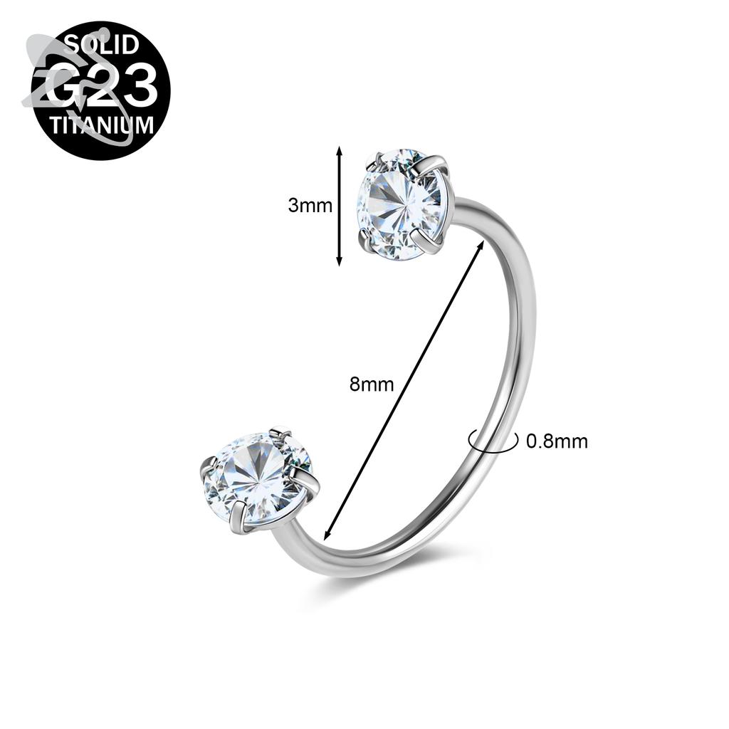 ZS 1 Stück 20G G23 Titanstahl Hufeisen Nasenring Damen Herren Farbiger CZ Kristall Nasenpiercing Ohr Helix Tragus Lippenpiercings