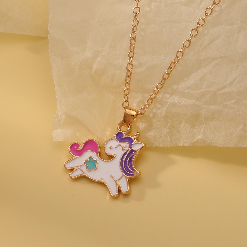 Rainbow Dinosaur Unicorn Friendship Necklace for Children – Creative Pendant Gift
