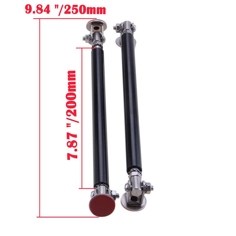 Adjustable Black Front Bumper Lip Splitter Strut Rod Tie Support Bars Spoiler