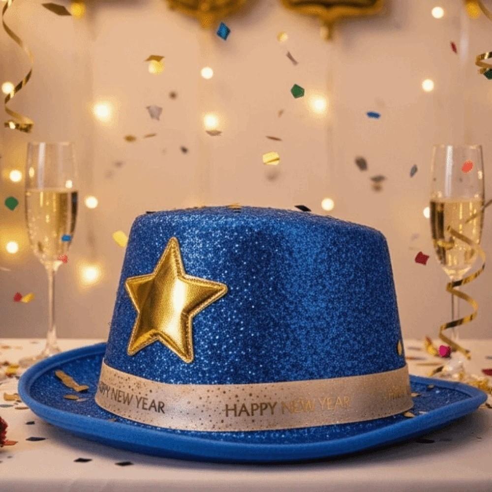 Felt Magician Cap Wide Brim Suit Top Hat Elegant Shiny Jazz Hat  New Year