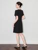 Women's Qianjinfeng Slim Short Sleeve Dress with Nail Diamond Collar