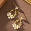 Mori Sweet Delicate Small Fresh Inlaid Zircon Dripping Flower Earrings Female Niche Personality Design Fairy Earrings