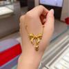 Gold-Plated Princess Necklace and Earrings Set: Bowknot Heart Tassel Pendant with Collarbone Chain.
