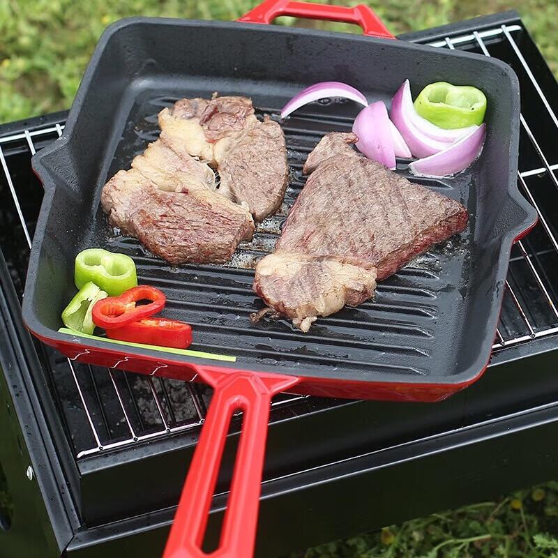 ZISIZ Cast Iron Non-stick Steak Grill Pan