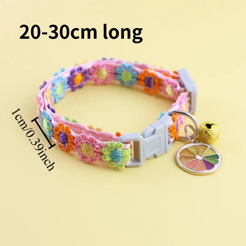 1pc Cat Collar Adjustable Cute Lace Flower Decoration Pet with Bell and Alloy Pendant Suitable for Cats and Puppies