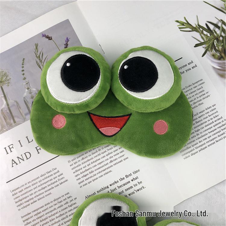 Sam Accessories Plush Frog Eye Mask - Breathable Light-Blocking Sleep Protection with Big Eyes Design.