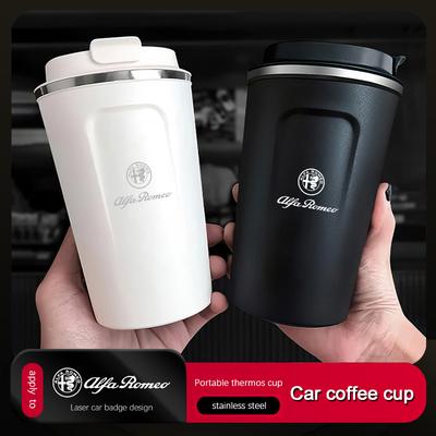 Portable Car Coffee Cup Laser Auto Logo Insulated Mug For Giulietta Mito 159 Giulia Stelvio 156 147 Tonale Brera