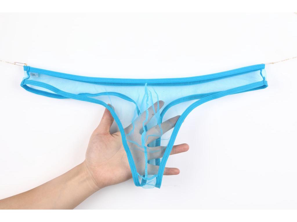 Men's See-Through Low-Rise Mesh T-Back Underwear - Plus Size C-035