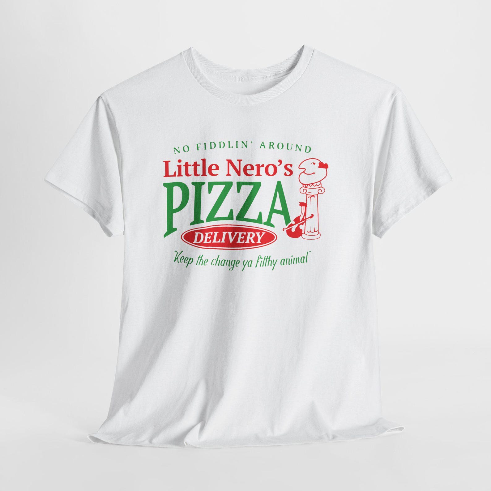 Home Alone Little Nero s Pizza Movie Men s Ash Gray White Tees T-Shirt Size S-5XL L