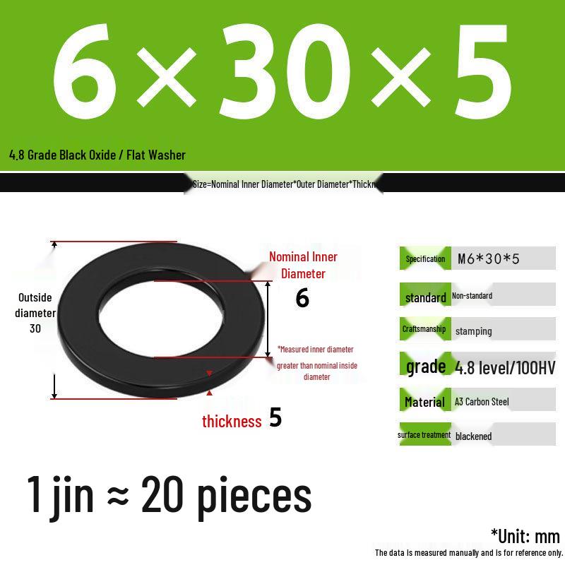 Blackened Enlarged Thickened Metal Washer - M3-M42