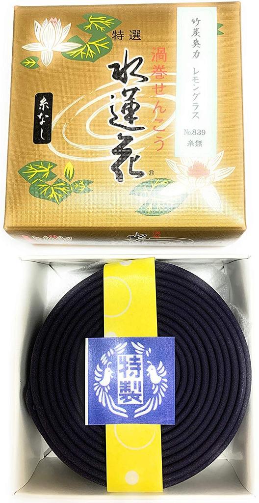 Awaji Baikondou Spiral Approximately 12 14 No Safety Low Refreshing Bamboo Water Lotus Low-Smoke Incense, Hours, Rolls, Thread, Smoke, Charcoal,