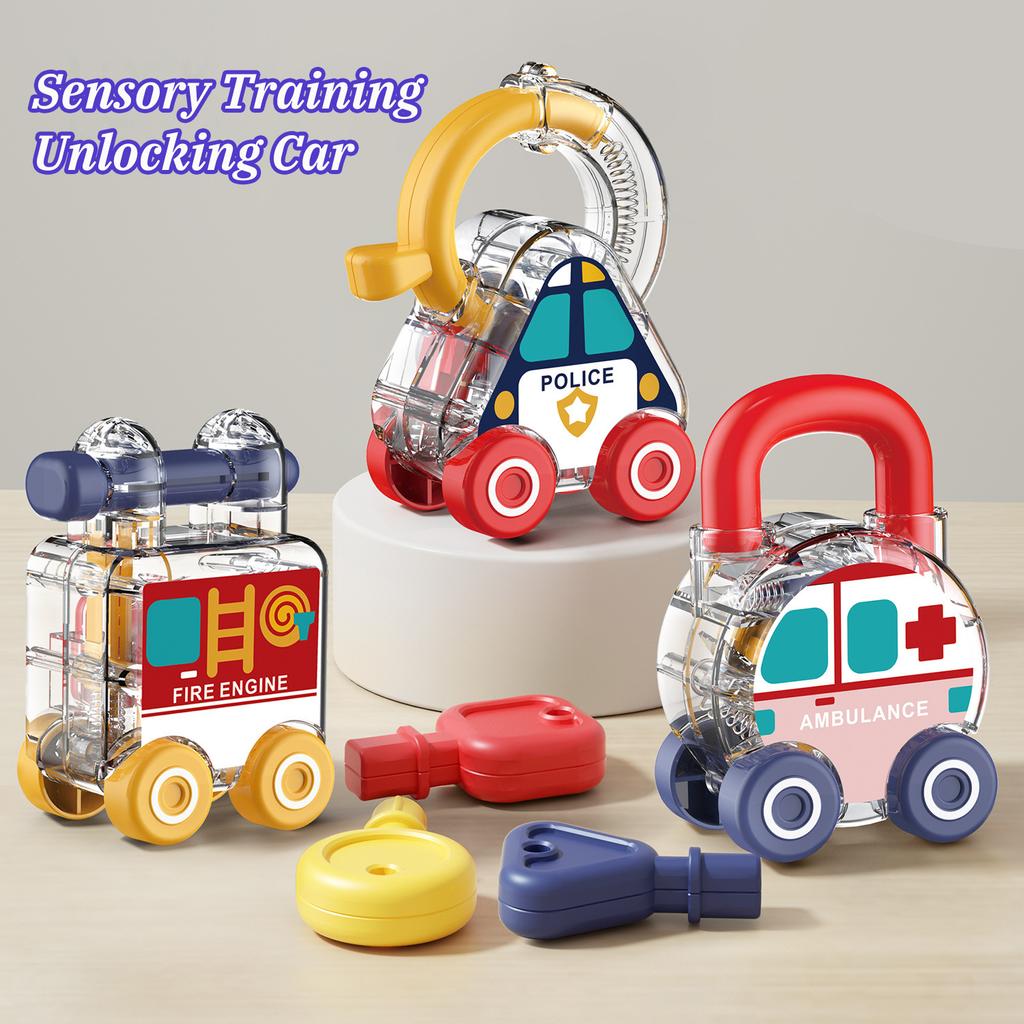 Baby Early Education Simulation Car Key Toy Learning Lock with Key Set Parent-children Interactive Unlocking Toy Montessori Toys