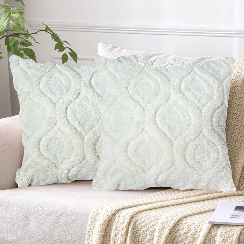 Scandinavian Style Living Room Pillowcase Textured Plush Cushion Case Minimalist Solid Color Pillow Cover Home Decor