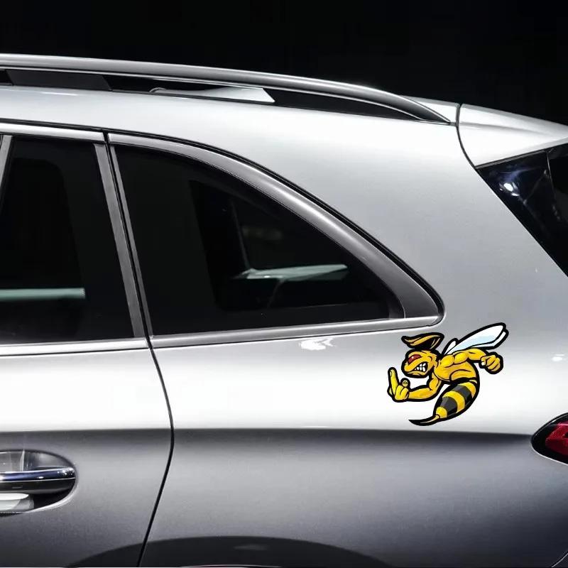 Waterdichte Statische Hechtende Autosticker Zonder Lijm Grappige Bloem Boze Wesp Decoratie Verwijderbare Autokunst Voor Achterbumper
