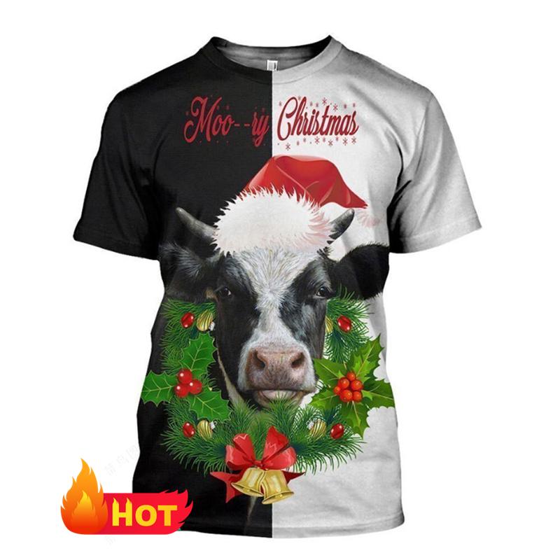 Nowe koszulki z nadrukiem 3D ze zwierzętami Krowa dla Mężczyzn Kobiet Lato Zwierzęta Gospodarskie Krótki Rękaw Okrągły Dekolt Dzieci Zabawne Koszulki z Krową