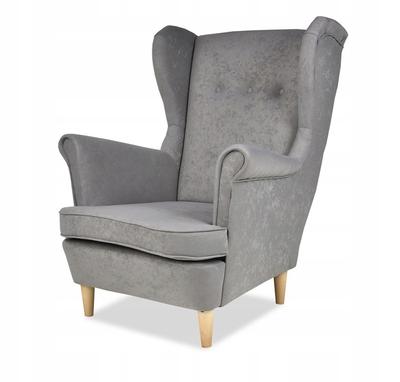 ARI Scandinavian Wing Chair - Light Grey Velvet