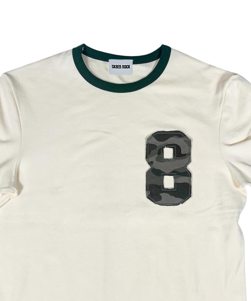 SK8ER ROCK Eight Ringer T-Shirt ((Cream*Darkgreen))