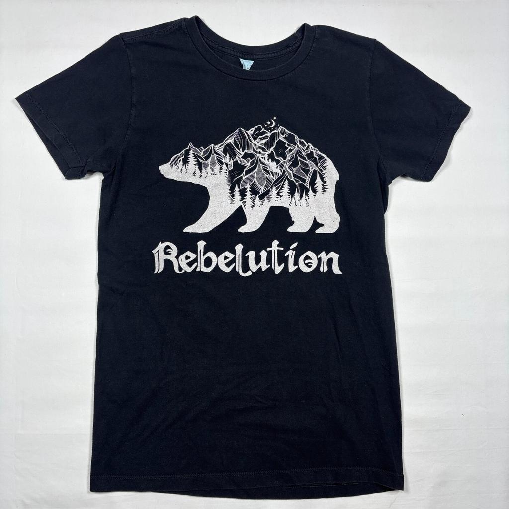 Bear Mountain Scene Graphic Rebelution Black T-shirt