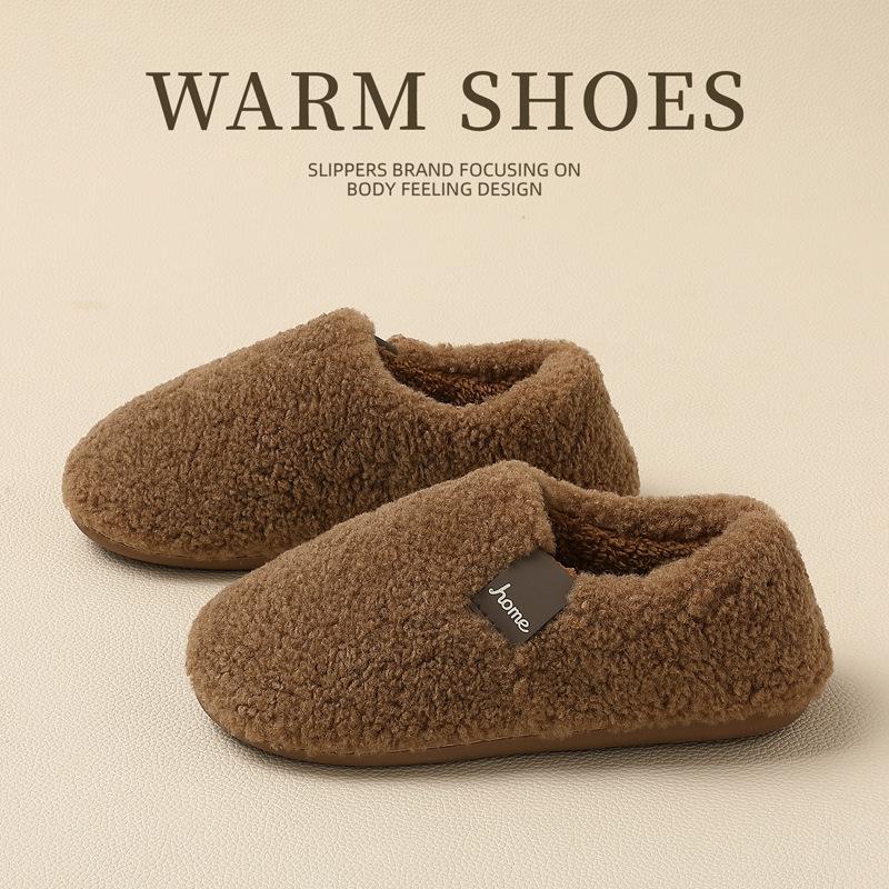 Bag heel cotton slippers winter warm home indoor new plush thick-soled fluffy cotton shoes